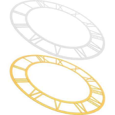 Lot de 2 Cadrans D’Horloge Murale en Acrylique Miroir Rond 30 CM – Autocollants Muraux Chiffres Romains – Miroir Décoratif Argenté et Doré pour Décoration Intérieure Maison et (1/5)