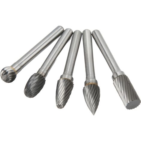 Jeu de 5 fraises rotatives 6x10mm en carbure de tungstène pour polissage, meulage, gravure et perçage - Embouts de précision ADEFG (1/5)