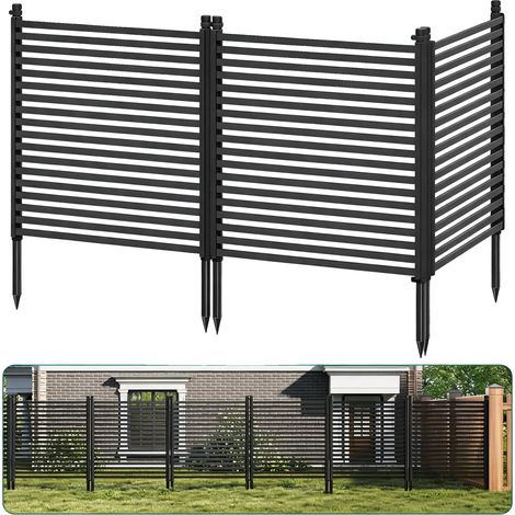 Gartenzaun, Metallkonstruktion, werkzeugfreie Installation, Schwarz (1/2)