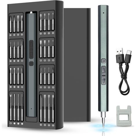 Tournevis Electrique Sans Fil,66 en 1 Tournevis de Precision,Tournevis électrique-precision Avec LED,Kit Tournevis de Précision,Mini Tournevis,Tournevi Electronique Pour jouets, montres (1/5)