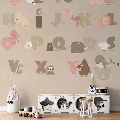 Wandteppich artgeist beige Alphabet Muster 200x140 cm