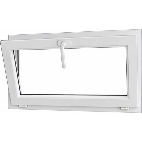 Fenêtre PVC abattant 1 vantail blanc H 45 x L 90 cm avec poignée pour pose en neuf (1/5)