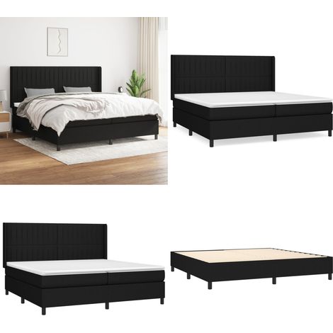 Boxspringbett mit Matratze Schwarz 200x200 cm Stoff - Boxspringbett - Doppelbett - Bettenrahmen - Schlafsystem - Massivholzbette - Home & Living