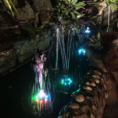3,5-W-LED-Solarbrunnen mit sieben Farben, Vogeltränke, Teich- und Gartenbeleuchtung, schwarze Düse (1/5)