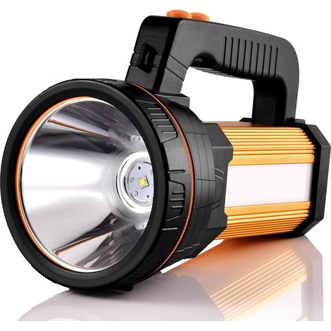 Torcia LED ricaricabile da 7000 lumen, impermeabile IPX4, 6000 mAh, lampada/faretto portatile da campeggio (oro)