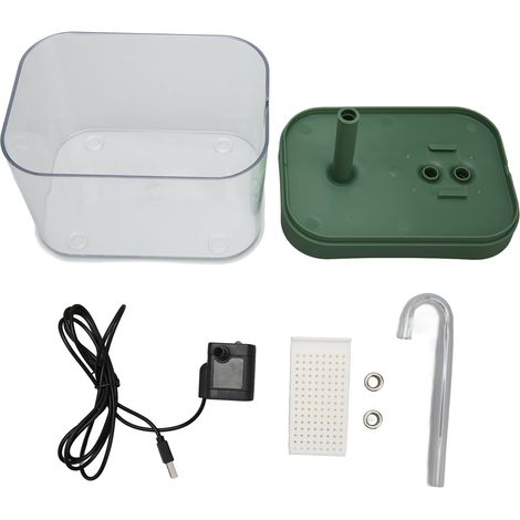 Fontaine d'eau pour chat, automatique, silencieuse, alimentée par USB, distributeur Transparent pour animaux de compagnie, avec Tube coudé, couvercle vert de 1,5 l (1/5)
