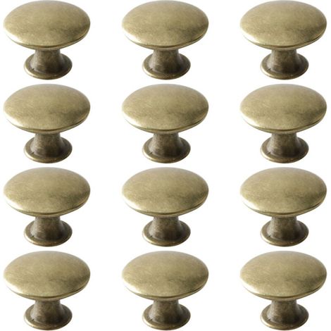 12 pomelli per cassetti vintage, maniglie rotonde in ottone per mobili antichi, pomelli in metallo per mobili da cucina e da bagno, 30x21 mm (1/4)