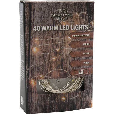1.01 HIT 23139468 - Drahtbeleuchtung 40 LED / 400cm / Timer / IP44