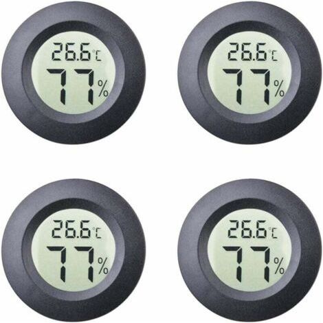 4er-Pack Mini-Hygrometer für den Innenbereich, Thermometer, Celsius oder Fahrenheit, digitaler LCD-Monitor, Luftfeuchtigkeits- und Temperaturanzeige für Humidore, Töpfe, Inkubatoren, Gitarrenkoffer, R (1/4)