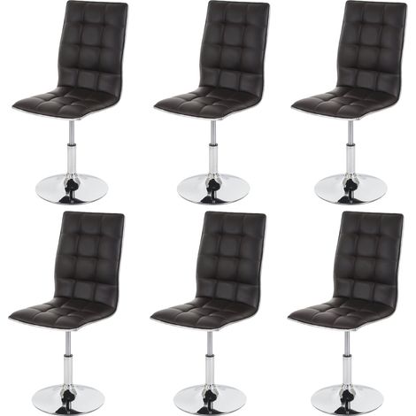 6er-Set Esszimmerstuhl HHG-834, Stuhl Küchenstuhl, höhenverstellbar drehbar, Kunstleder MVG-zertifiziert braun