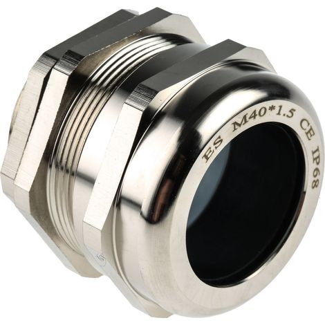 Presse-étoupe M40 en Laiton nickelé pour câble de 22mm à 32mm, avec contre-écrous, IP68 ( Prix pour Paquet de 5 ) (1/3)