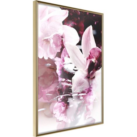 Affiche Murale Encadrée "Flowers on the Water" 21 x 30 cm Or