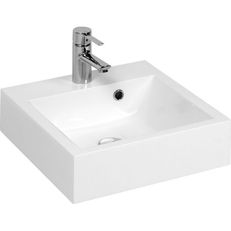 Vasque carrée à poser RESICUB 40 cm - blanc (1/3)