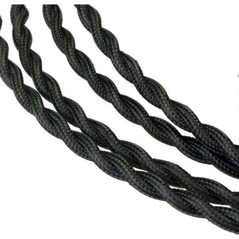 Câble Electrique Textile 10M,Rétro Corde de chanvre tressé torsadée Câble 2x0,75 mm², 2 fils torsadés toronnés,pour DIY Pendentif L (1/4)