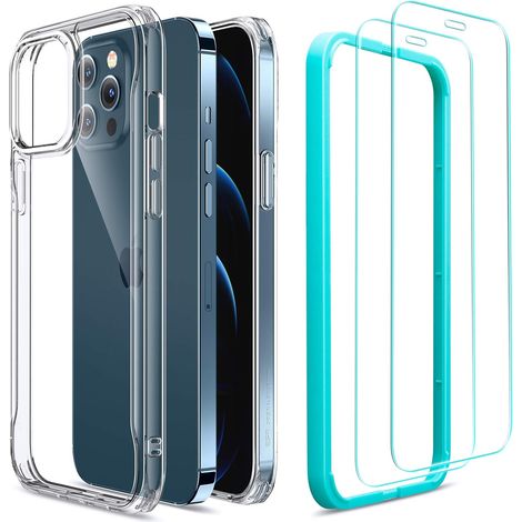 CUSTODIA PER APPLE IPHONE 12 PRO MAX IN SILICONE CON RETRO TRASPARENTE E VETRO 2X RESISTENTE (1/5)