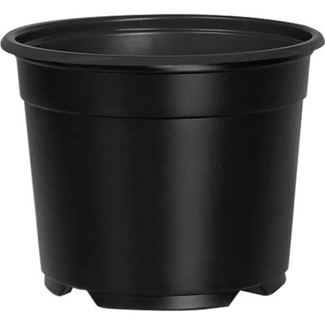 50 pots de fleurs, plastique, noir, 10 cm diamètre, 8 cm hauteur, trou drainage, intérieur extérieur (1/5)