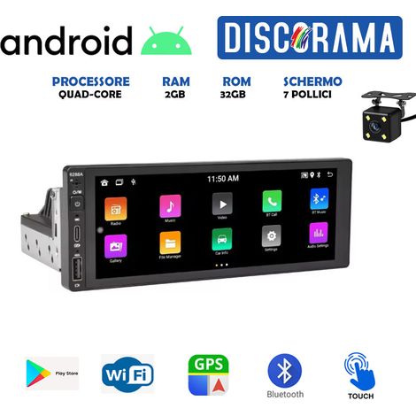 DISCORAMA® - AUTORADIO ANDROID 2GB RAM 6.9 POLLICI 1DIN STEREO CARPLAY ANDROID AUTO WIFI GPS (1/5)