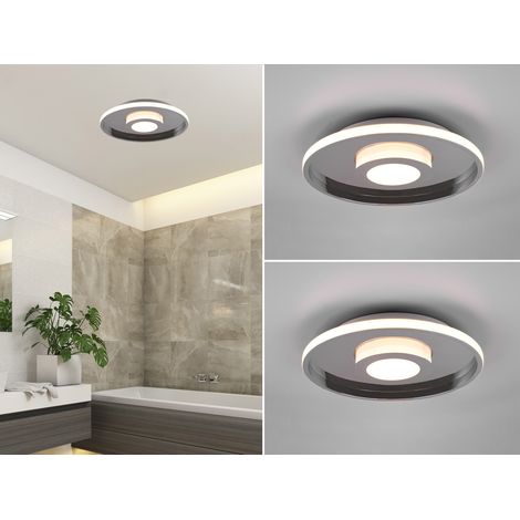 LED Deckenleuchte 2er Set Silber Chrom mit Switch Dimmer IP44, Ø 30cm (1/5)