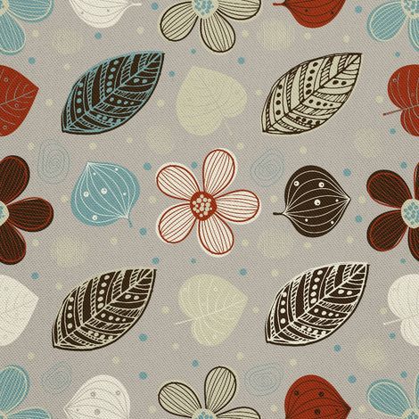 Tela decorativa para exteriores tipo oxford - motivo floral, hojas punteadas (1/5)