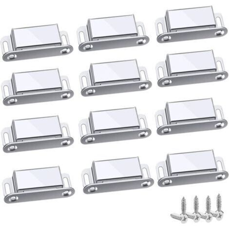 Loquet Magnetique, 12 Pièces Aimants loqueteaux magnétiques Placard Aimant Puissant Robuste Jusqu'à 6kg, Pour Tiroirs Porte de Douche Aimanté Armoire Placard, Cabinet, Meubles (45mm-12pc) (1/4)
