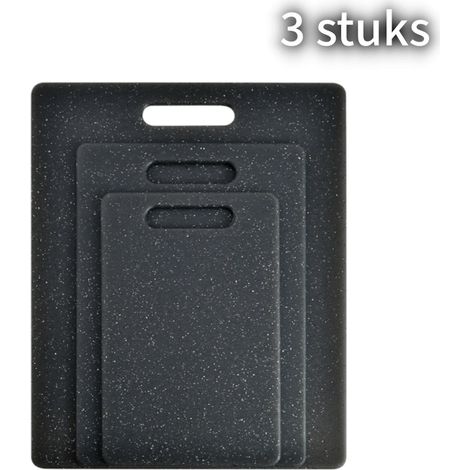 Ensemble de 3 planches à découper double face aspect marbre synthétique multifonctionnelles robustes et durables noires (1/5)