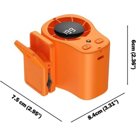 Mini Ventilateur Portable - Ventilateur de voiture à pince - 199 réglages de vitesse - LED - Pivotant 360° - Noir (1/5)