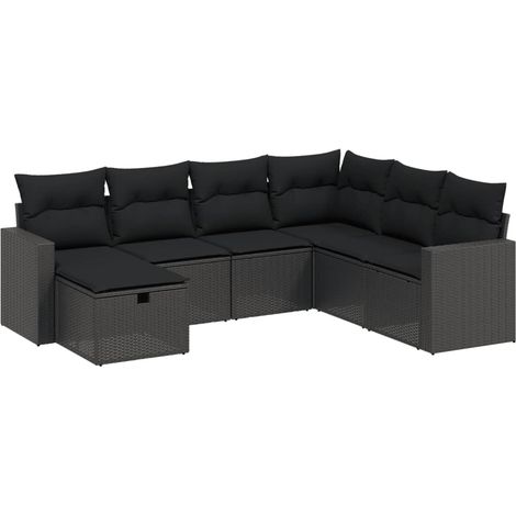 Set Divani da Giardino con Cuscini 7pz Nero Polyrattan vidaXL (1/4)