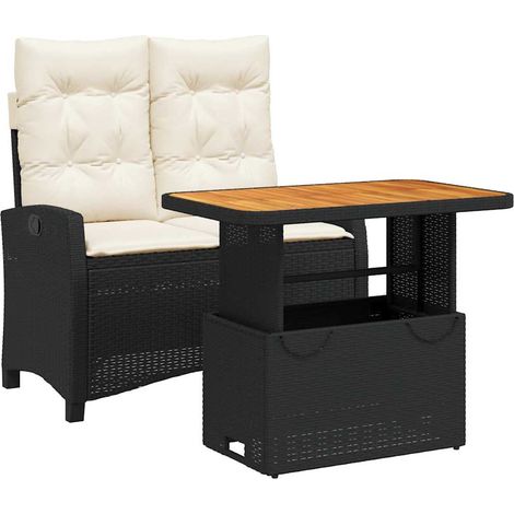 Maison Exclusive - 2-tlg. Garten-Essgruppe mit Kissen Schwarz Pol