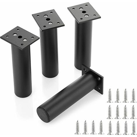 Set mit 4 Ersatz-Möbelbeinen, schwarz, verstellbare Tischbeine aus Metall, Höhe 20 cm, mit Schrauben für Sofa, Schränke, Bett (1/5)