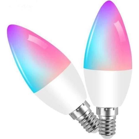 LY22530-Wolka 2 Pack Ampoule LED Intelligente WiFi Smart Ampoule Connectée Multicolore RGB E14 4.5W 320LM Smartphone Contrôle à D (1/4)