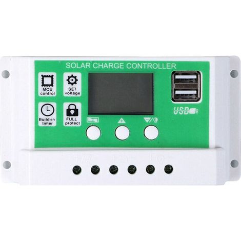YUIT-Contrôleur de charge solaire 100 A 12/24 V PWM Contrôleur de panneau solaire Batterie Régulateur double port USB Paramètres réglables Affichage LCD Réglage de la minuterie - 100A (1/4)
