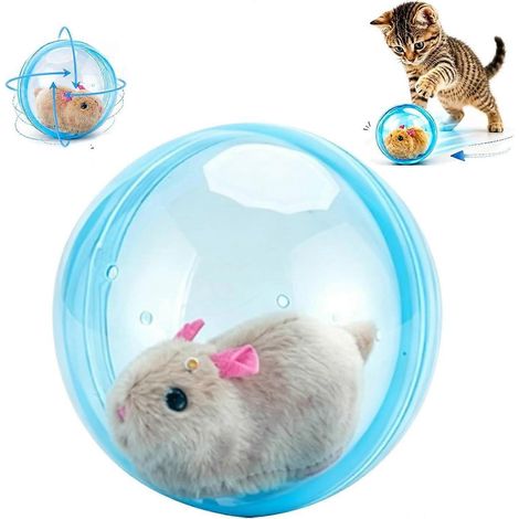 Balle interactive auto-roulante pour chat jouet pour chats adultes d'intérieur taille unique bleu