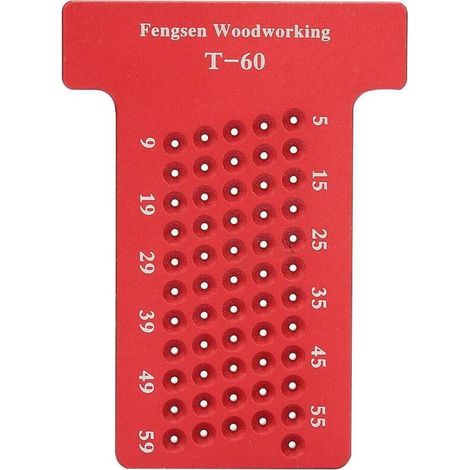 Règle de traçage, outil de marquage de charpentier de jauge de trou en alliage d'aluminium de type T de type bois, résistant à l'usure, pour menuisier et amateurs de bricolag (1/5)