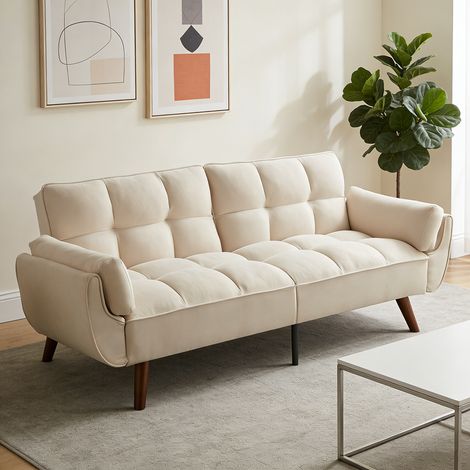 Canapé-lit 3 places,canapé en lin de style moderne,adapté aux salons/bureaux(beige,191 cm)