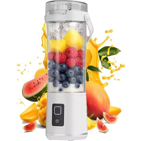 Blender Portable 600 ml Commandes à Boutons Blancs - Mixeur Personnel Rechargeable USB pour Smoothies Shakes et Jus (1/5)