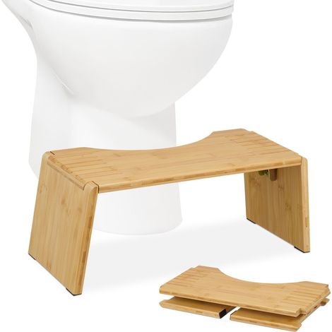 Klappbarer Toilettenhocker aus Bambus mit Gummifüßen