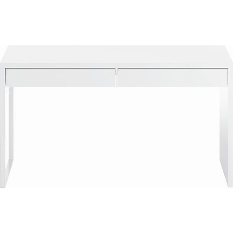 Bureau 138x50x75h cm blanc mat avec 2 tiroirs – Talsi