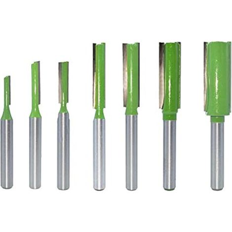 7Pcs Fraise droite à queue de 6 mm, Mèche de routeur simple/double flûte, Fraise à Bois Routeur à Coupe Droite Flush Trim Pattern Router Pour le Travail du Bois (1/5)