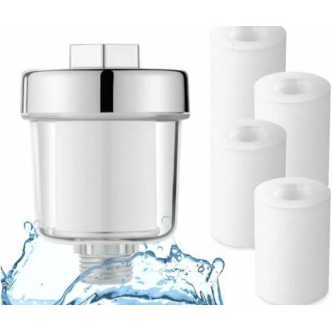 Filtre de douche, filtre de douche, filtre à eau pour pommeau de douche avec 4 éléments filtrants (filtre de douche) (1/3)