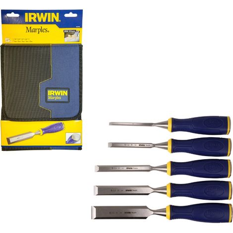 Irwin Marples MARS500S5W Bevel Edge 5 Piece Chisel Set with Strike Cap Pro Touch (1/5)