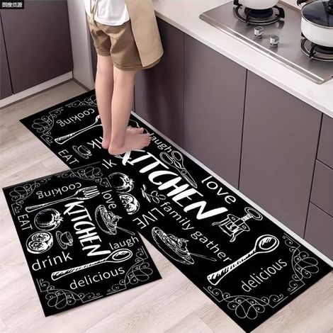Tapis de cuisine 01 4060cm Terre de diatomées Tapis de cuisine pour couverts, absorbant l'eau et l'huile, en terre de diatomées, résistant à l'usure, facile à nettoyer, antidérapant. (1/5)