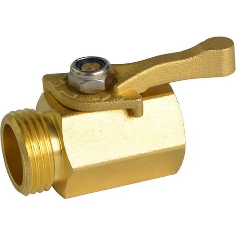 Robinet d'arrêt robuste en laiton 3/4" avec grande poignée, raccord pour tuyau d'arrosage à débit maximal (1/5)