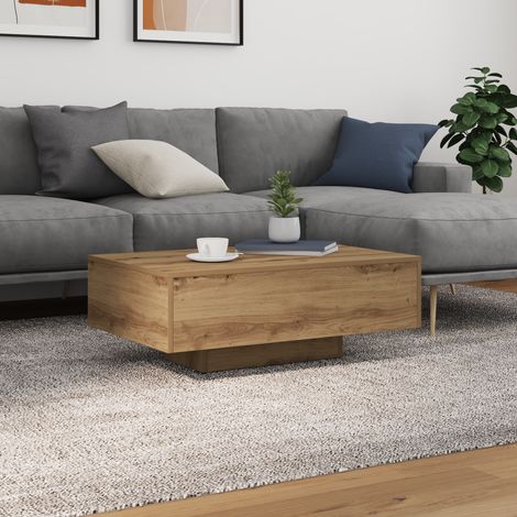Table Basse-Table Salon chêne artisanal 85 x 55 x 31 cm Bois d'ingénierie 990104 (1/5)