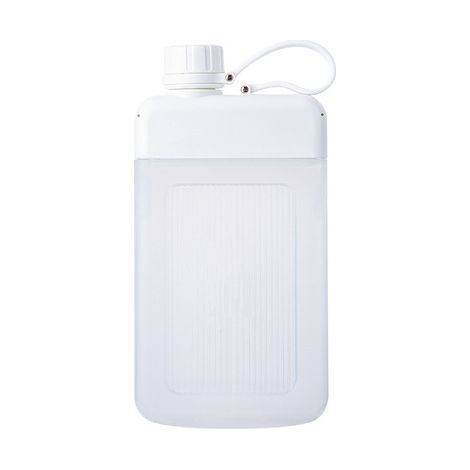 Bouteille d'eau plate et portable carrée pour voyage en plein air, bouteille d'eau de poche portable, bouteille d'eau de sport plate et créative, simple, blanche, 450 ml (1/5)