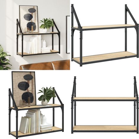 Wandregal 2 Fächer Sonoma-Eiche 60x21x51 cm Holzwerkstoff - Wandregal - Regal - Holzregal - Wohnraumorganisation - Aufbewahrungslösung - Home & Living (1/5)