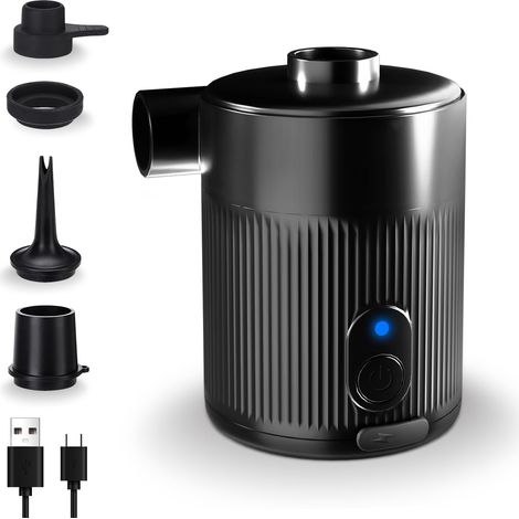 Pompe À Air Rechargeable Portable – 5000 Pa, 450 L/Min, 4 Buses, pour Matelas Gonflable, Bateau, Camping, Piscine, Sac Vide (1/5)