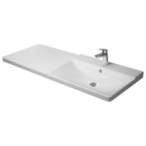 Lavabo DU P3 Comforts 1250 mm avec bonde, avec bonde, sans bonde, vasque à droite, blanc