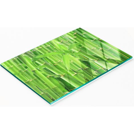Tablero decorativo multifuncional de cocina de vidrio templado con forma de bamb煤, 80x52 cm.