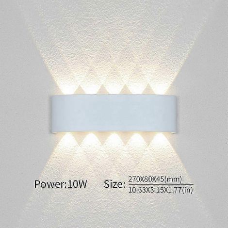Lámpara de pared LED, bombilla LED, luz exterior con sensor de movimiento, resistente al agua IP66, luz de pared para porche, jardín, sala de estar, calle, escaleras (luz natural 10W blanca, sin senso