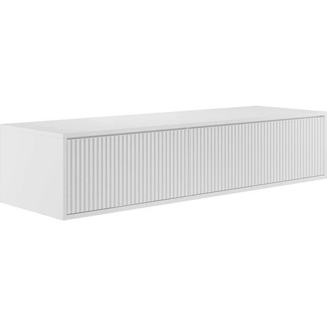 Mobile sotto lavabo sospeso a righe 150 cm Bianco - ARNEGA (1/5)